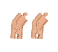 MZRAN Natural Wood Train Track Connector Set 2PCS Modular Design For Family Interactive Building Expandable Wooden Railway