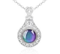 MZRAN Necklace for Women, Exquisite Emotion Feeling Temperature Rings Heart Color Change Mood Stone Ring Heart Pendant Necklace Gifts for Friends