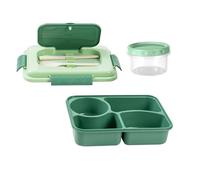 MZRAN Portable Lunch Holder with Separate Food Compartments Soup Dish Utensils Microwave Safe Meal Preparation Container Microwaveable Lunch Box with Compartments