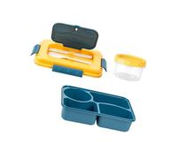 MZRAN Portable Lunch Holder with Separate Food Compartments Soup Dish Utensils Microwave Safe Meal Preparation Container Microwaveable Lunch Box with Compartments