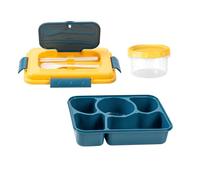 MZRAN Portable Lunch Holder with Separate Food Compartments Soup Dish Utensils Microwave Safe Meal Preparation Container Microwaveable Lunch Box with Compartments