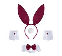 MZRAN Rabbits Ears Headband Collar Bowtie Cuff Bunnies Tail For Halloween Cosplay Party Easter Bunnies Costume Set For Women Halloween Cosplay Costumes