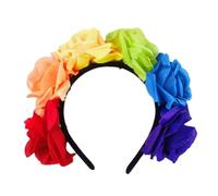 MZRAN Rainbow Hair Hoop Colorful Flower Headwear LGBTQ+ Party Novelty Headband Rose Hair Hoop for Live Show Role Play