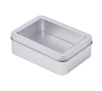 MZRAN Rectangle Storage Box Small Silver Color Jewelry Coin Container Playing Card Candy Can Cards Container Playing Card Holder Case Jewelry Organizers Candy