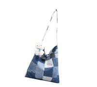 MZRAN Retro Canvas Checkered Patchwork Shoulder Bag Large Capacity Work Casual Multifunction Underarm Handbag Purse For Women Womens Shoulder Bag