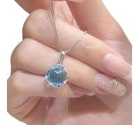 MZRAN Round Crystal Pendant Necklace Handmade Clavicle Chain Choker Adjustable Length Neckchain Jewelry For Everyday Wear
