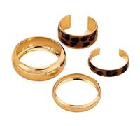 MZRAN Set Of 4 Wide Bangles Geometric Arm Punk Jewelry Fashion Wrist Jewelry Alloy Texture For Fashion Individuals