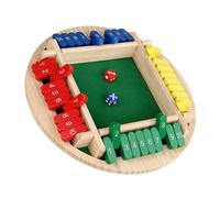 MZRAN Shut the Box Dices Game 6 Player Wooden Table Number Board Math Strategy Game Portable Double Shutter Toy Play Disk