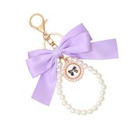 MZRAN Stylish Bowknot Decoration For Backpack Keyring Fashionable Keychain Beaded Charm Pendant Accessory Women Bag Enhancement