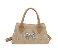 MZRAN Women Straw Beach Bag Floral Shoulder Bag Crossbody Bowknot Messengers Shopping Dating Vacation Handbag Women Crossbody Floral Beach Fashion Shoulder Bowknot Handbag