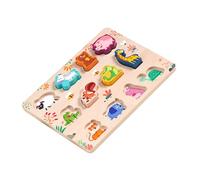 MZRAN Wooden Vehicle Fruit Vegetables Animals Peg Puzzles For Kids 3-6 Years Old Educational Toy Early Learning Wooden Shape Sorter Birthday Gift Baby