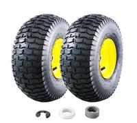 MZREXN 15x6.00-6 Lawn Mower Tires and Wheel Assembly, Front Tires Replacement, Compatible with John Deere & More Riding Mowers, 4 Ply Pneumatic, 3" Offset Hub, 3/4" Bearings, Tubeless, 2PCS