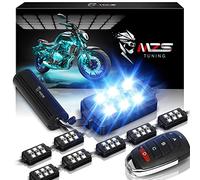 MZS 8Pcs Motorcycle LED Light Kit, Multi-Color Neon RGB Strips LED Underglow kit Compatible with ATVs UTVs Cruiser Trikes Golf Carts Most Family Motorcycle, Pack of 8