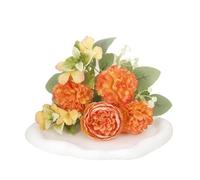 MZSKLW Artificial Hydrangea Bouquet 6 Heads Classic Hydrangea Peony Artificial Flower Simulation Home Wedding Bridal Bouquet Fake(Orange,3PC)