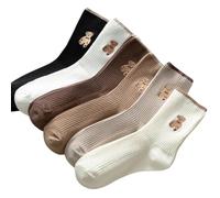 MZSKLW Calf Socks 5 Pair Women's Socks Set Cute Cartoon Pattern Solid Color Medium Tube Socks Women's Warm Socks Walking Socks