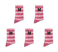 MZSKLW Calf Socks 5 Pairs Of Socks Women's Stripe Print Pink Cute Medium Sleeve Socks Versatile Trend Thin Letter Socks Walking Socks(E)