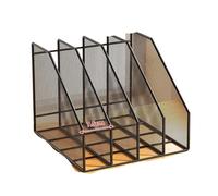 MZSKLW Desk Organiser Metal File Rack Office Desk Shelf Standing Desktop Folder Box Storage Data Stationery Organizer(4T-Black)