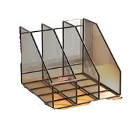 MZSKLW Desk Organiser Metal File Rack Office Desk Shelf Standing Desktop Folder Box Storage Data Stationery Organizer(3T-Black)