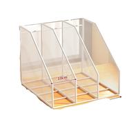 MZSKLW Desk Organiser Metal File Rack Office Desk Shelf Standing Desktop Folder Box Storage Data Stationery Organizer(3T-White)