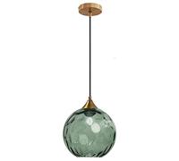MZStech 20cm Dark Green Globe Glass Pendant Light Bronze Gold Base with Glass Ball Hanging Ceiling Lamp for Kitchen Island Dinning Room and Bedside (Dark Green)