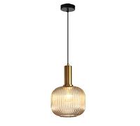 MZStech Modern Chandelier Light,Gold Copper Pendant Light Socket with Amber Glass Pendant Lamp Shade,LED Hanging Lamp