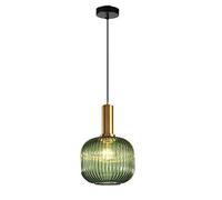 MZStech Modern Chandelier Light,Gold Copper Pendant Light Socket with Green Glass Pendant Lamp Shade,LED Hanging Lamp
