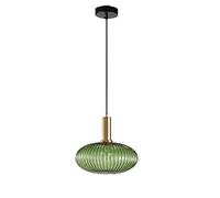 MZStech Modern Chandelier Light,Gold Copper Pendant Light Socket with Green Glass Pendant Lamp Shade,LED Hanging Lamp