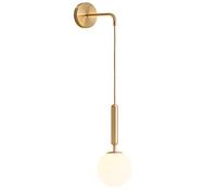 MZStech Vintage Industrial Wall Lamp Sconces,15cm White Glass Globe & Gold Metal Drop Wall Light Fixture for Bedroom,Living Room (White Glass & Gold Metal)
