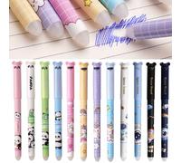 MZSX 12pcs Cute Shape Erasable Gel Pen, Panda, Unicorn, Astronaut Cartoon Eraser Pen, Tip Diameter 0.5mm, Erasable Pens for School Office Stationery, for Office, Stationery