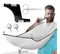 MZSX Beard Shaving Catcher Bib, Catches Beard Trimmings to Keep Bathroom Clean While Shaving, Non-Stick Water-Resistant Beard Shaving Bib, with Strong Suction Cups, Styling Combs and Scissors