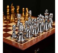 MZSX Chess Set Pure Metal, Upgraded Luxury Chess Set, Portable Folding Board, Educational Toys Strategy Games, Carefully Crafted Chesspiece Storage Slots, Kids Adult, christmas birthday
