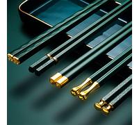 MZSX Chopsticks, Gift Set, High-end Luxurious Professional Design, Super Strong Healthy, Reusable, Japanese Chinese Chop Sticks with Wave Pattern