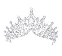 MZSX Crown Tiara, Crystal Rhinestone for Princess Bridal, Halloween christmas costume, Goddess, Queen, Wedding Festival Party, Hair Accessories for Women, Gold Headpiece, silver-1 (Argent - 1)