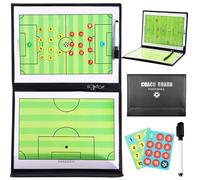 MZSX Football Trainer Tactical Board, Football Tactical Magnetic Strategy Board, Foldable Football Tactics Strategy Notebook, With pen and pawns, Portable Football Strategy Board for Training Match