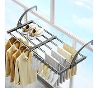 MZSX Hanging Radiator Clothes Airer Rack, 38-55cm Balcony Drying Rack, Retractable Stainless Steel Clothes Drying Rack, Over Door Hanging Rail, Multi-purpose Hanger for Socks Towel Underwear