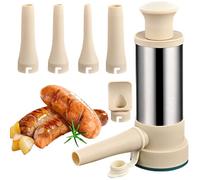 MZSX Sausage Stuffer Maker, with 4 Option Size Filling Nozzles, and 1 Meatball Funnel, Detachable Sausage Maker Machine, Stainless Steel Homemade Sausage Maker Machine, for Family Gatherings