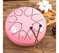 MZSX Steel Tongue Drum, 6 inches 8 Tone, Steel Tongue Drum for Kids Adult, Tone Hand Pan Percussion Musical Instrument Steel Drum Set, Hand Pan Drum with Pocket, and mallets for Meditation Yoga(Pink)
