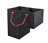 MZSYLK Stair Basket with Handles, Foldable L-Shape Stair Organiser Basket Felt Stair Storage Bag Large Stair Tidy Basket Bin for Laundry, Toys, Household Items (black)