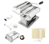 MZTOGR Pasta & Ravioli Maker, Set of 6 Piece 150mm Steel Noodle Maker Machine with 9 Adjustable Thickness Settings, Includes Ravioli Maker Attachment, Pasta Drying Rack