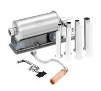MZTOGR Sausage Stuffer - Stainless Steel Homemade Manual Sausage Maker Horizontal Meat Filling Kitchen Machine, Packed 8 Stuffing Tubes (MZ-HOR-2.5LBM)