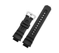 MZTZHVNVGK 16mm Black Resin Watch Strap, Men Replacement Wrist Band Compatible With Casio Compatible With G-SHOCK AW-591/590/5230/282B, AWG-M100/101, G-7700/7710(Silver Buckle)