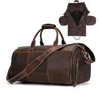 MZTZHVNVGK Crazy Horse Leather Folding Suit Bag Man Business Travel Bag with Shoe Pocket Clothes Cover Luggage Duffel Bag Man Bag for Suits(Coffee)
