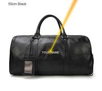 MZTZHVNVGK Luxury Genuine Leather Men Women Travel Bag Cow Leather Carry On Luggage Bag Travel Shoulder Bag Male Female Weekend Duffle Bag(Black(55cm)-Laser)