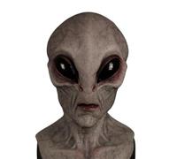 MZU Alien Funny Mask, 2025 New Halloween Realistic Alien Mask Props Creepy Masquerade Latex Full Head Realistic Masks (Dark gray)