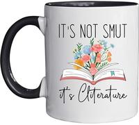 MZVO Ceramic Mug with Black Handle It's Not Smut It's Cliterature Funny Coffee Mug Gift for Her 11 Ounce