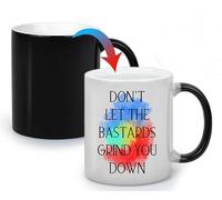 MZVO Funny Coffee Mug Don't Let The Bastards Grind You Down Color Changing Mug,Heat Activated Cup 11oz