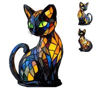 mzvoo stained glass table lamp,cat lamp mosaic,cat table lamp,vintage stained cat lamp,stained glass cat table lamp,colored glass table lamp,vintaged stained animals table lamp,animal led table lamp