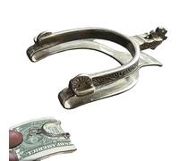 mzvoo Vintage Western Spur Silver Money Clip,Rare Vintage Western Spur Silver Money Clip,Creative Metal Spur Cash Holder with Carved Decoration,Bill Holder Cash Clip,Unique Horse Lovers Gift-A