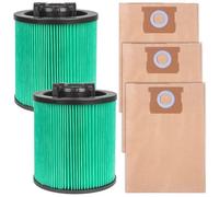 MZY LLC 2 Pack DXVC6914 High Efficiency Cartridge Filters Replacement for DeWalt Vacuum Filter 6-16 Gallon Wet/Dry Vacuum, 3 Pack DXVA19-4101 Vacuum Filter Bags for DeWalt