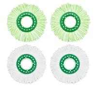 MZY LLC 4 Pack Mop Head Replacement for Libman Tornado Spin Mop Reusable for Libman Tornado Spin Mop System Refill for Libman Tornado Mop 14" Green White Head Replacement